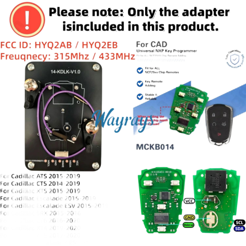 MCKB014 Cadillac adapters for Nxp killer,1 Minute Clone NXP Smart Key, Support all NXP smart original or aftermarket key fob