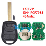 For Landrover LX8FZV ID44 chip PCF7935 with 315mhz 3 button remote key