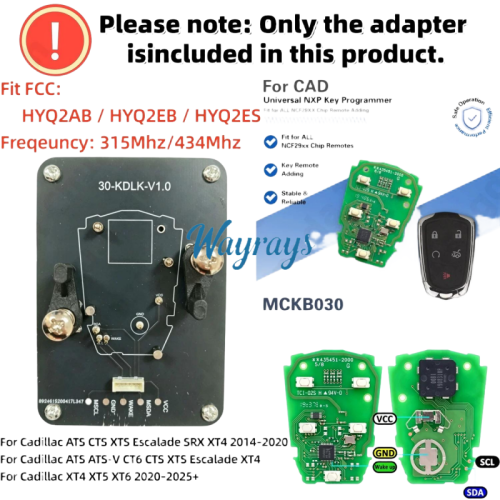 MCKB030 Cadillac adapters for Nxp killer,1 Minute Clone NXP Smart Key, Support all NXP smart original or aftermarket key fob