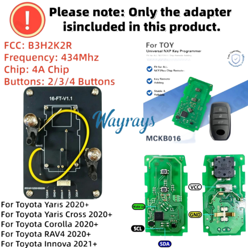MCKB016 Toyota adapters for Nxp killer,1 Minute Clone NXP Smart Key, Support all NXP smart original or aftermarket key fob