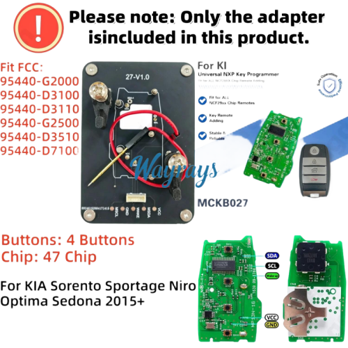 MCKB027 Kia adapters for Nxp killer,1 Minute Clone NXP Smart Key, Support all NXP smart original or aftermarket key fob