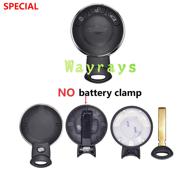 [No battery clamp②] BMW mini Cooper key shell with OEM wing logo place