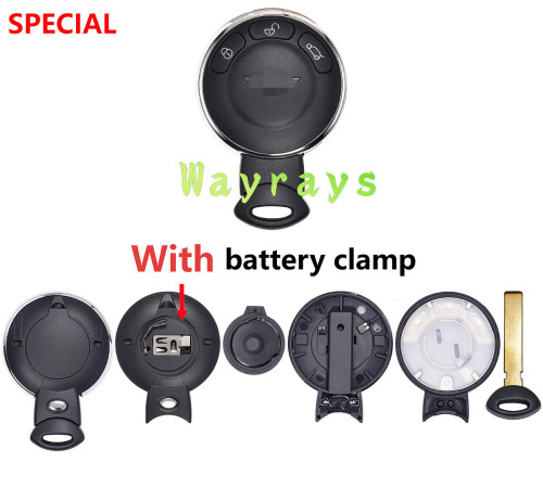 [With battery clamp②] BMW mini Cooper key shell with OEM wing logo place