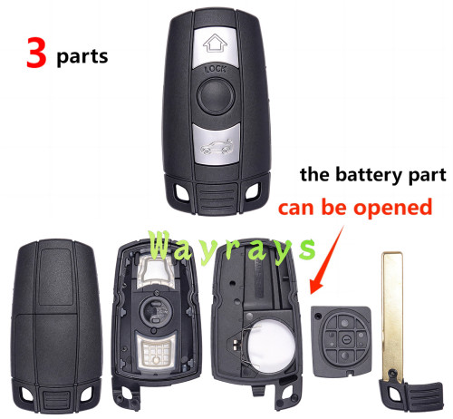 [battery part can be opened]  For BMW 5 series key shell  with round logo place，the back part is in the key shells