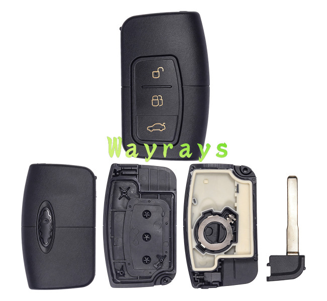 For Ford keyless key shell with emergency key blade with oval logo place