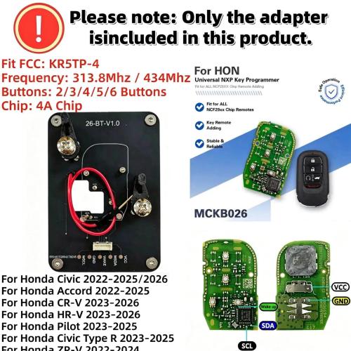 MCKB026 Honda adapters for Nxp killer,1 Minute Clone NXP Smart Key, Support all NXP smart original or aftermarket key fob