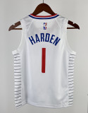 2023 Clippers HARDEN #1 White Top Quality Hot Pressing Kids NBA Jersey
