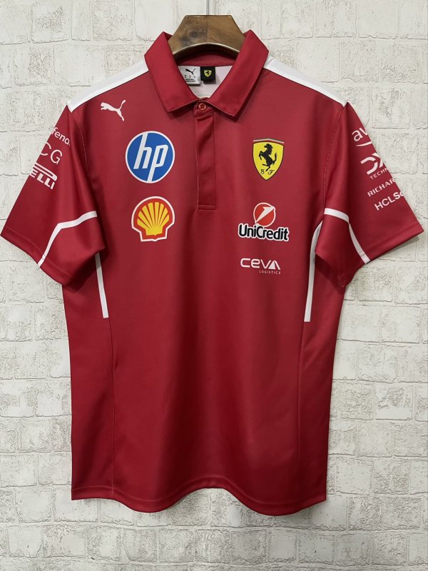 2025 F1 Ferrari New Pattern Short Sleeve Racing Suit (有领)