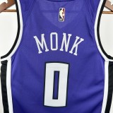 24-25 KINGS MONK #0 Purple Retro Top Quality Hot Pressing NBA Jersey(V领）