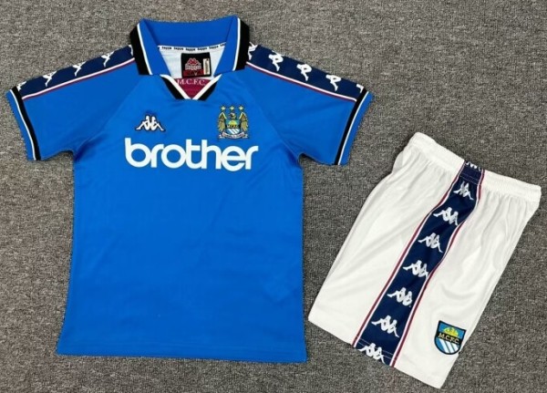 1997-1998 Man City Home Retro Kids Soccer Jersey
