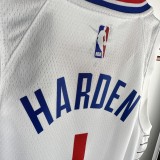 2023 Clippers HARDEN #1 White Top Quality Hot Pressing Kids NBA Jersey