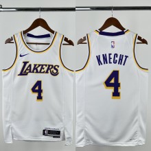 24-25 Lakers KNECHT #4 White Top Quality Hot Pressing NBA Jersey(圆领)
