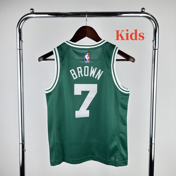 2023 CELTICS  BROWN #7 Green Top Quality Hot Pressing Kids NBA Jersey