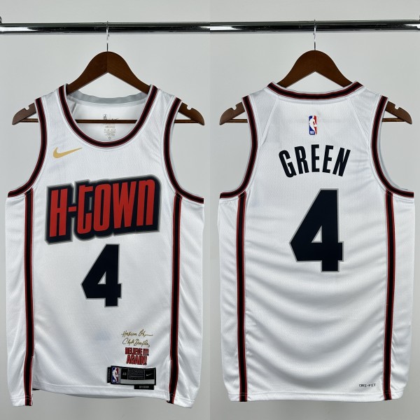 24-25 ROCKETS GREEN #4 White City Edition Top Quality Hot Pressing NBA Jersey