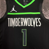 22-23 TIMBERWOLVES EDWAROS #1 Black Top Quality Hot Pressing NBA Jersey (Trapeze Edition)