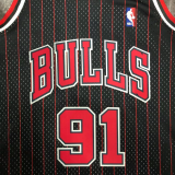 1996 BULLS RODMAN #91 Black Retro Top Quality Hot Pressing NBA Jersey