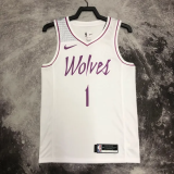 2018-19 Timberwolves EDWARDS #1 White Retro Top Quality Hot Pressing NBA Jersey