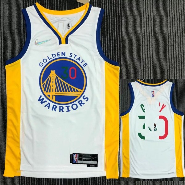 21-22 Warriors CURRY #30 'Mexico' White City Edition Top Quality Hot Pressing NBA Jersey