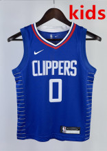 2023 CLIPPERS WESTBROOK #0 Blue Top Quality Hot Pressing Kids NBA Jersey