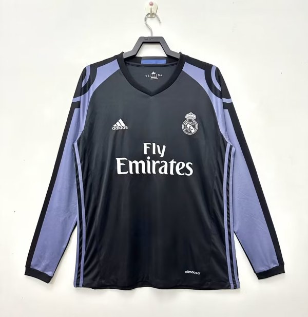 2016-2017 RMA Away Black Long sleeves Retro Soccer Jersey