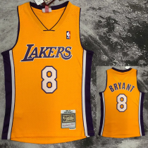 2000 LAKERS BRYANT #8 Yellow Retro Top Quality Hot Pressing NBA Jersey