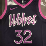 Timberwolves TOWNS #32 Purple Black Top Quality Hot Pressing NBA Jersey