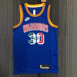 Warriors CURRY #30 'Mexico' Blue 75th Anniversary Retro Top Quality Hot Pressing NBA Jersey