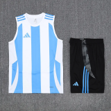 2025 AD White Blue Tank Top And Shorts Suit