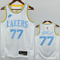 22-23 Lakers DONCIC #77 White Retro Top Quality Hot Pressing NBA Jersey