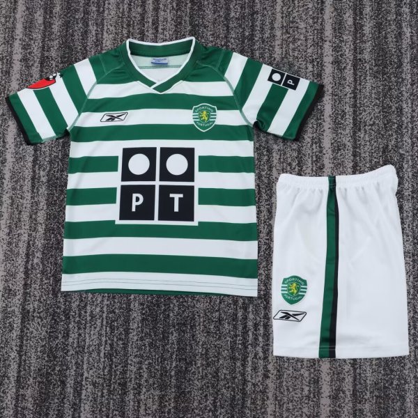 2003-2004 Sporting Lisbon Home Kids Retro Soccer Jersey
