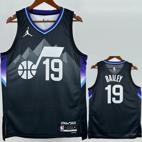 25-26 JAZZ BAILEY #19 Black Top Quality Hot Pressing NBA Jersey (Trapeze Edition) 飞人版