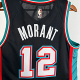 25-26 Grizzlies MORANT #12 Black Retro Top Quality Hot Pressing NBA Jersey