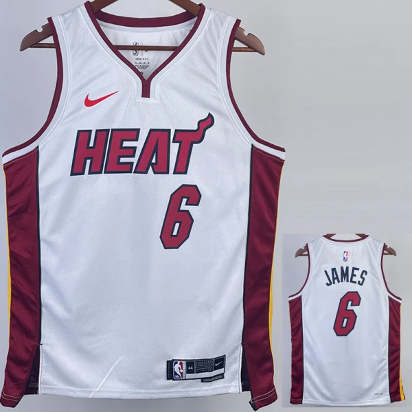 22-23 HEAT JAMES #6 White Top Quality Hot Pressing NBA Jersey