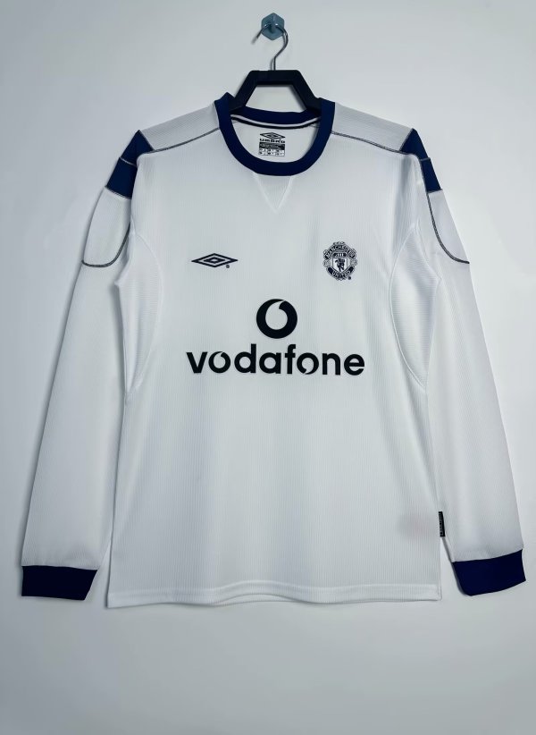 2000-2001 Man Utd  Away Long sleeves Retro Soccer Jersey