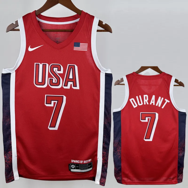 2024 Olympic Game USA DURANT # 7 Red Basketball Jersey