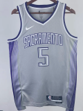 22-23 Kings FOX #5 Grey City Edition Top Quality Hot Pressing NBA Jersey