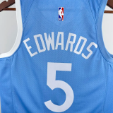 TIMBERWOLVES EDWARDS #5 Azure Top Quality Hot Pressing NBA Jersey