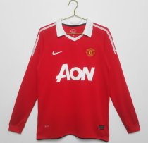 2010-2011 Man Utd Home Long Sleeve Retro Soccer Jersey