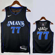 23-24 Dallas Mavericks DONCIC #77 Black City Edition Top Quality Hot Pressing NBA Jersey(V领)