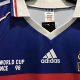 1998 France Home Long Sleeve Retro Soccer Jersey(带决赛字)