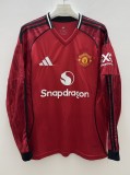 25-26 Man Utd Home Long Sleeve Fans Soccer Jersey