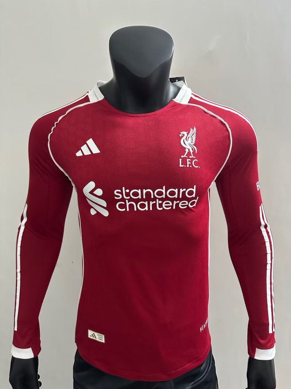 25-26 LIV Home Long Sleeve Player Version Soccer Jersey