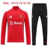 25-26 Man Utd High Quality Kids Half Pull Tracksuit