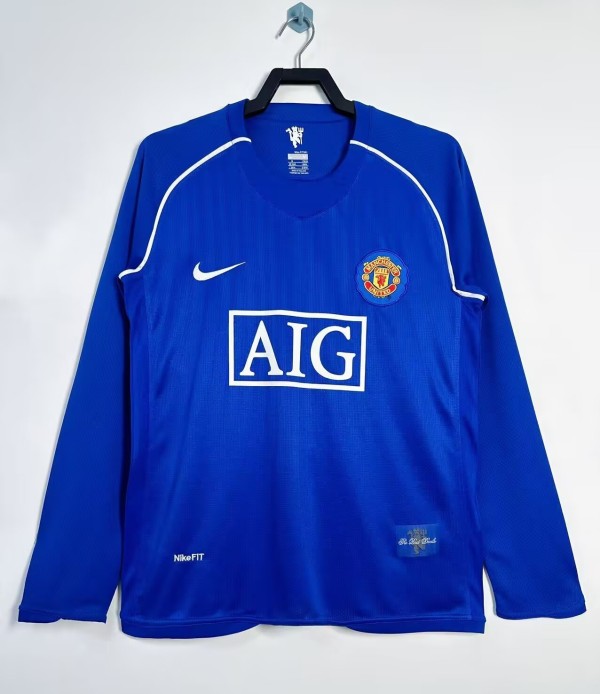 2007-2008 Man Utd Goalkeeper Long Sleeves Retro Soccer Jersey