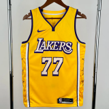 Lakers DONCIC #77 Yellow Top Quality Hot Pressing NBA Jersey(V领)