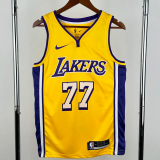 Lakers DONCIC #77 Yellow Top Quality Hot Pressing NBA Jersey(V领)