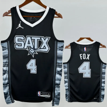 22-23 SA Spurs FOX #4 Black Top Quality Hot Pressing NBA Jersey (Trapeze Edition) 飞人版