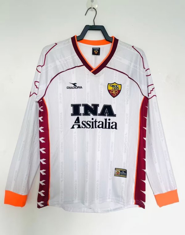 1999-2000 Roma Away Long Sleeve Retro Soccer Jersey