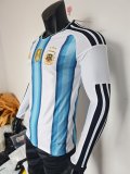 2026 World Cup Argentina Home Long Sleeve Player Version Soccer Jersey