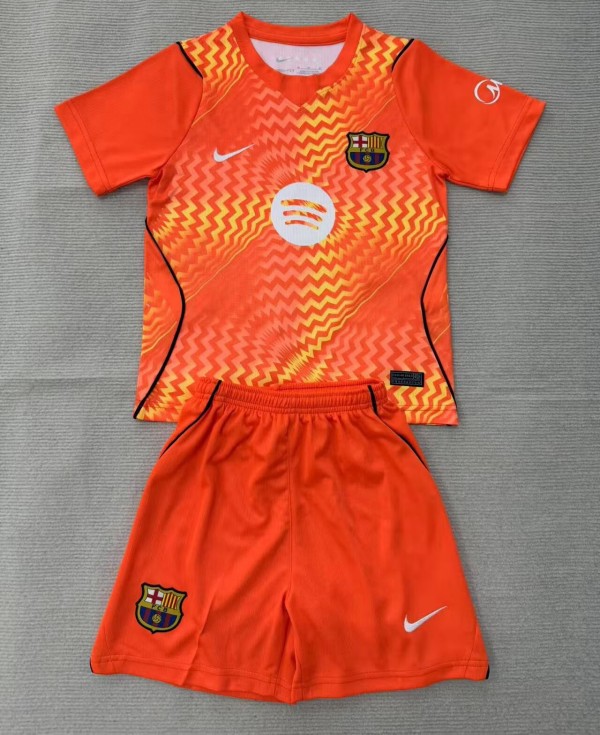 26-27 BAR Orange GoalKeeper Kids Soccer Jersey